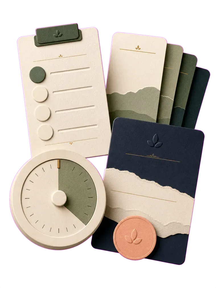 The complete Start One Thing kit: planner, cards, and timer