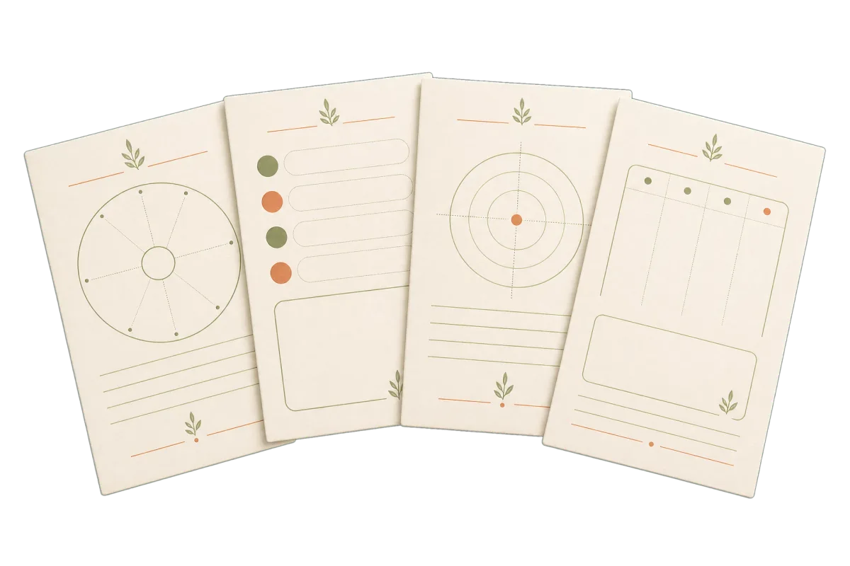Four kit pages fanned out