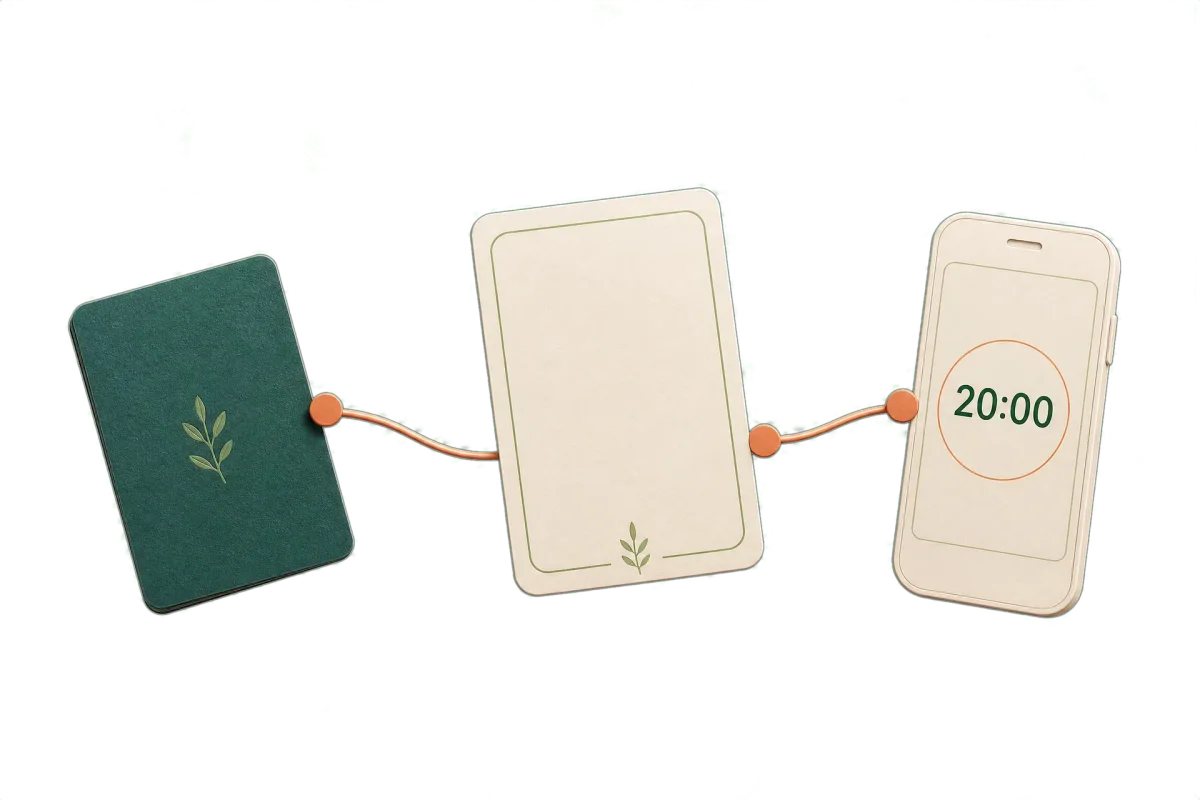 Three small books connected in a chain